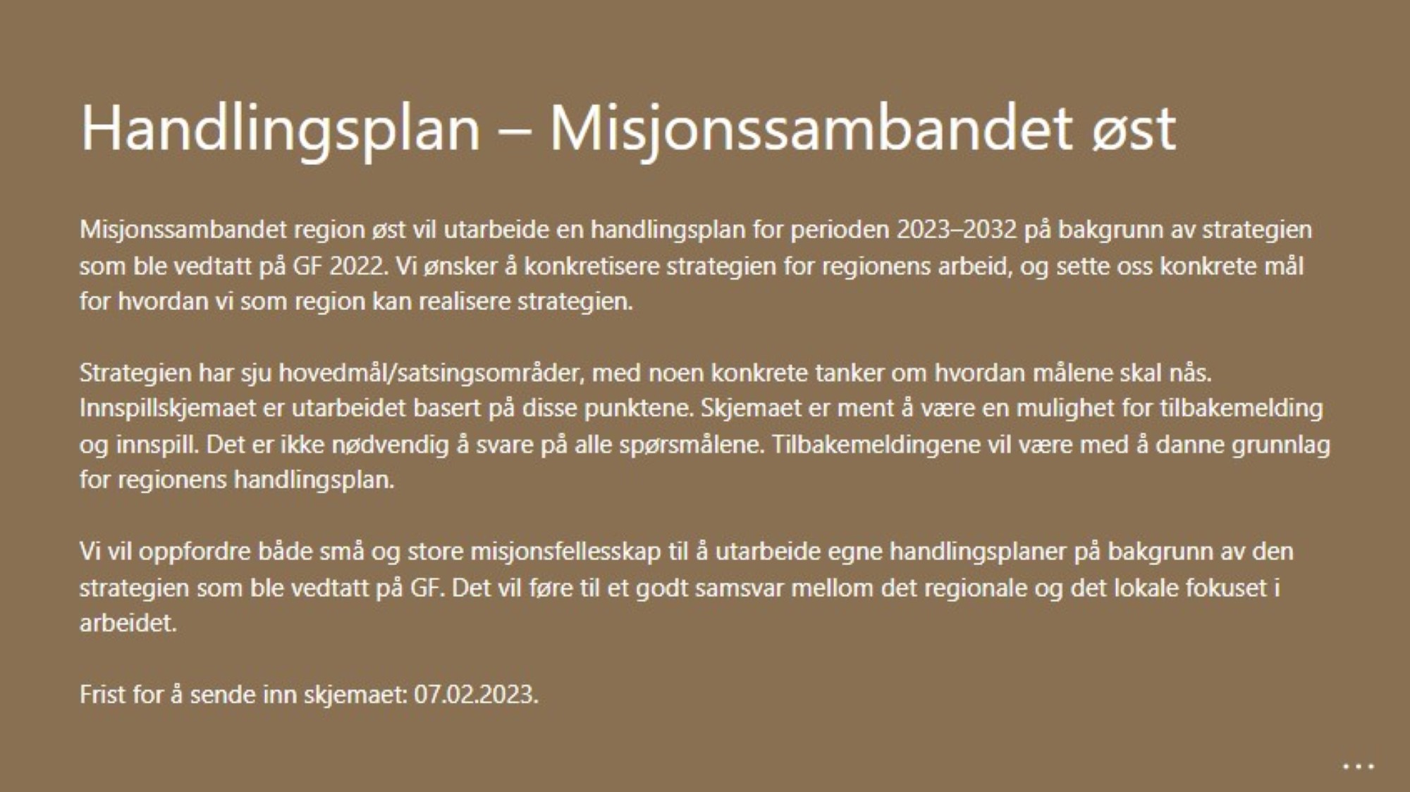 Innspill Til Handlingsplan Norsk Luthersk Misjonssamband innspill-til-handlingsplan-norsk-luthersk-misjonssamband