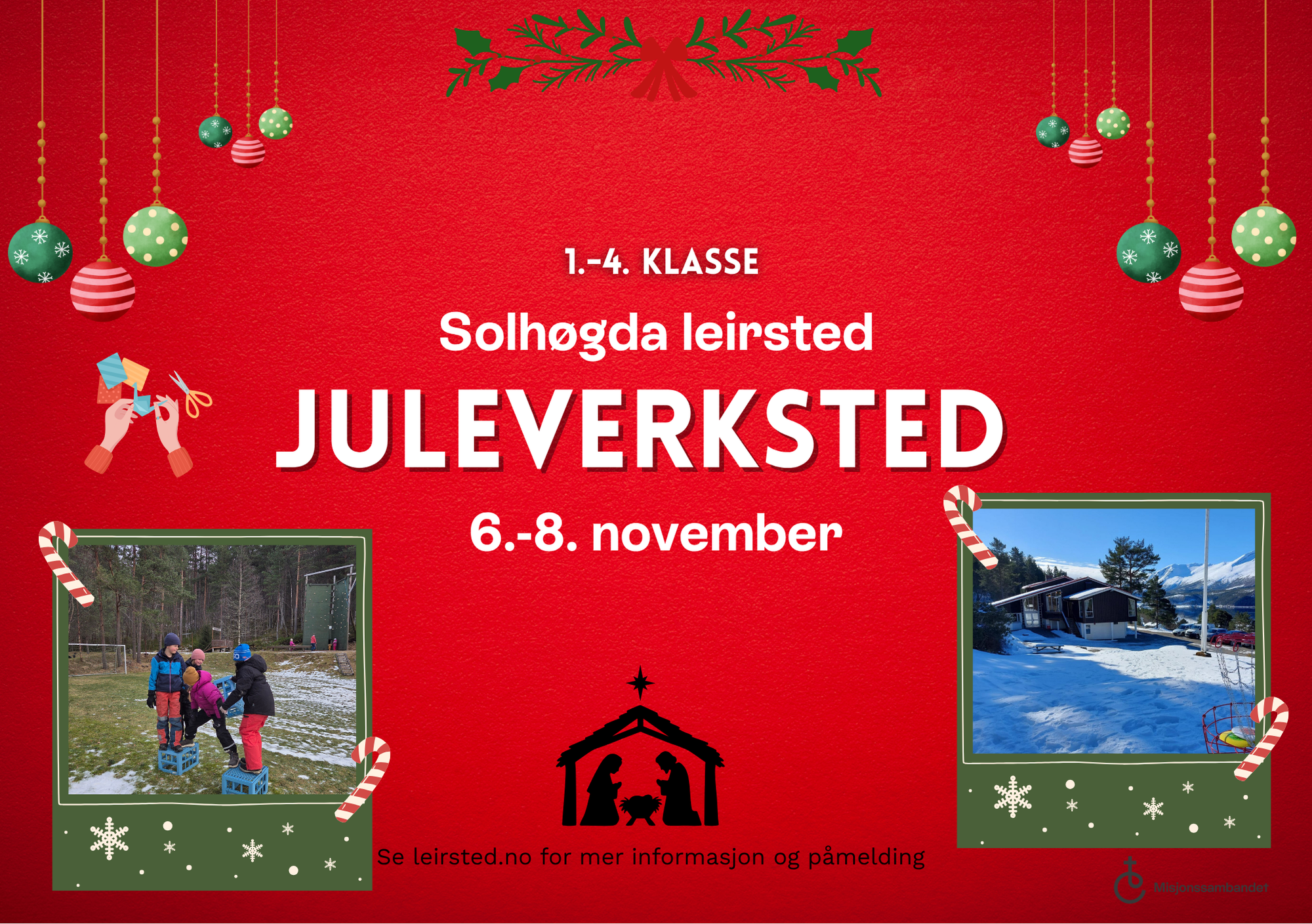 Bildet viser leirplakat av juleverksted-leir for 1.-4. klasse
