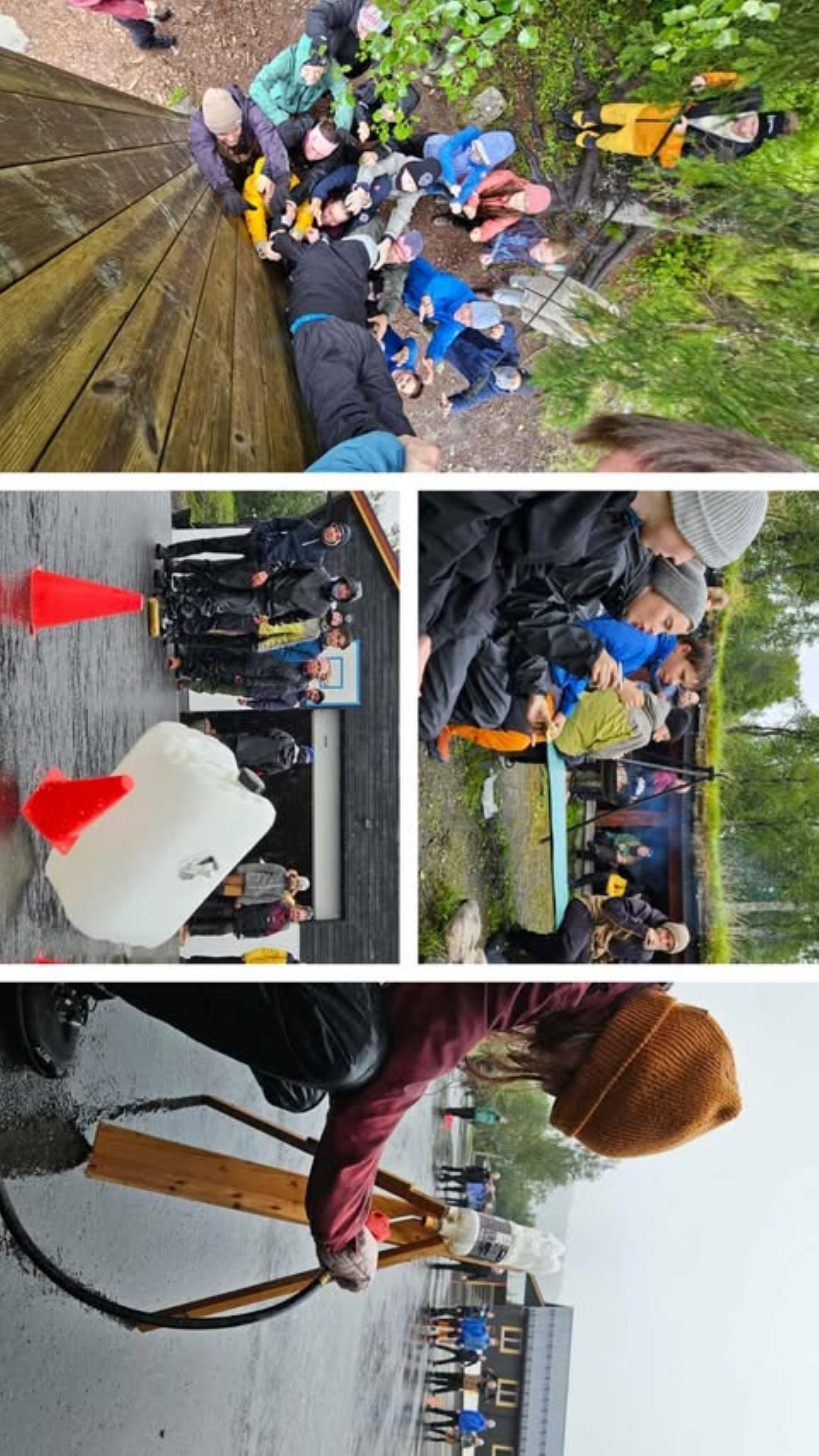 Montasje med bilder av aktiviteter på leir