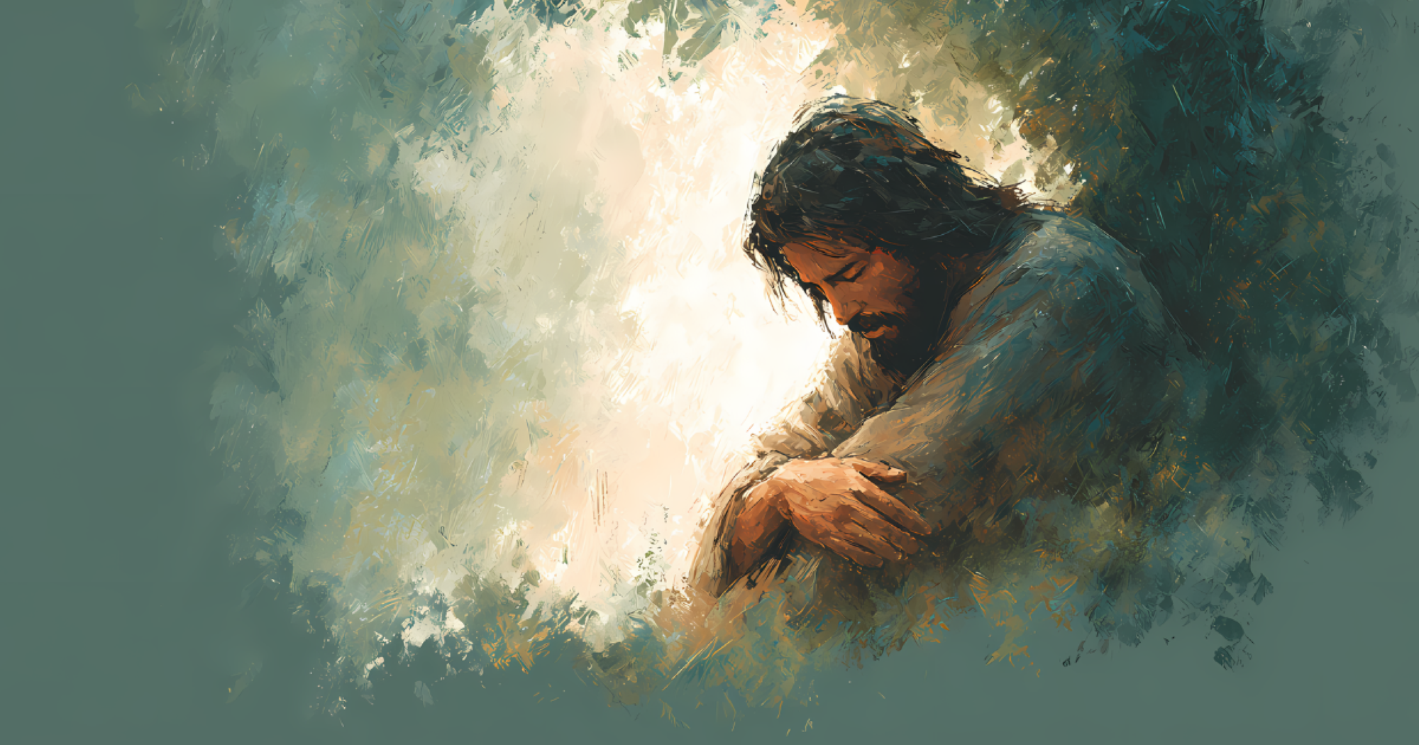 Bildet viser en Jesus som ser trist ut.