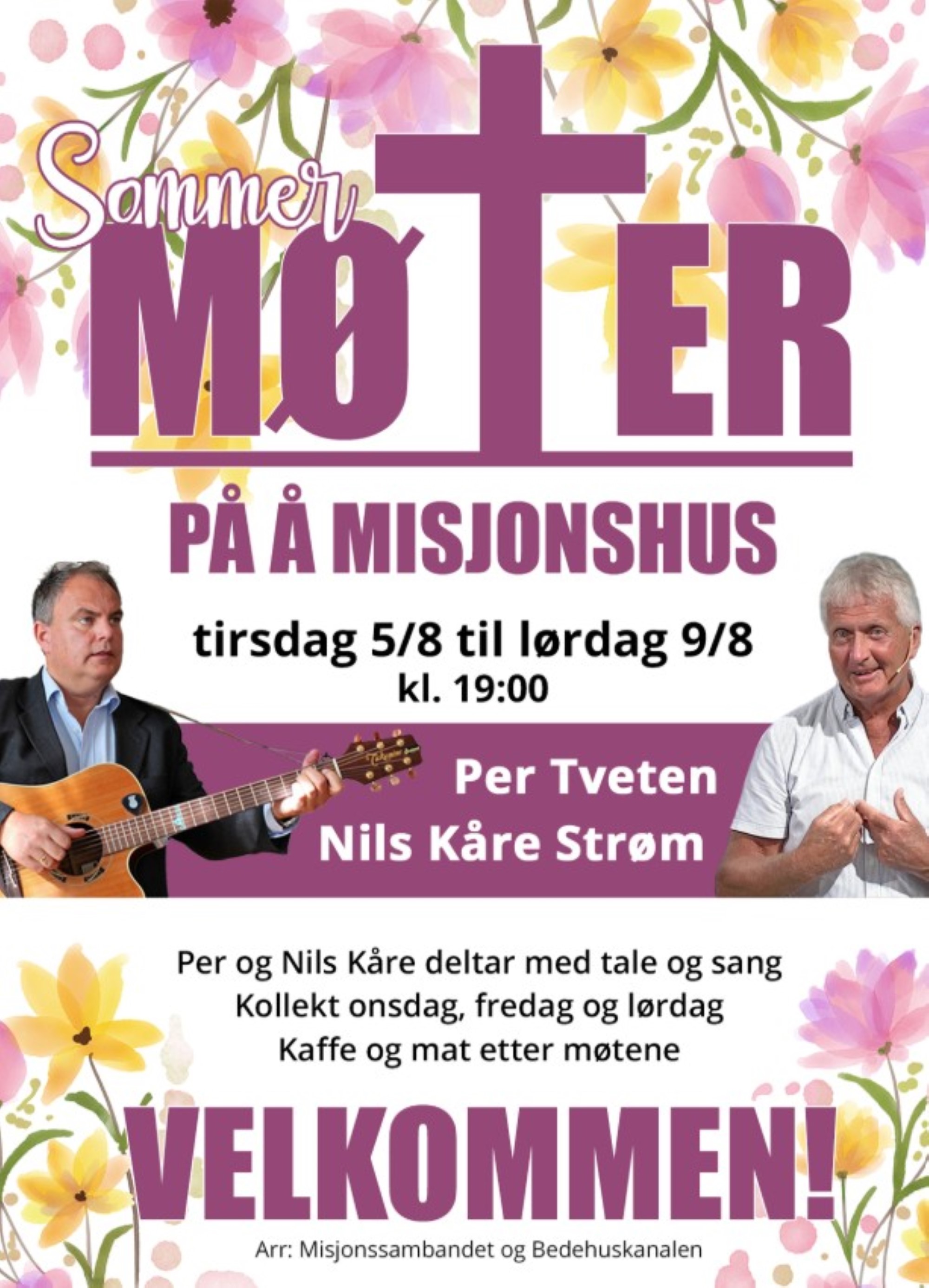 Rosa plakat for sommermøter i Åfjord
