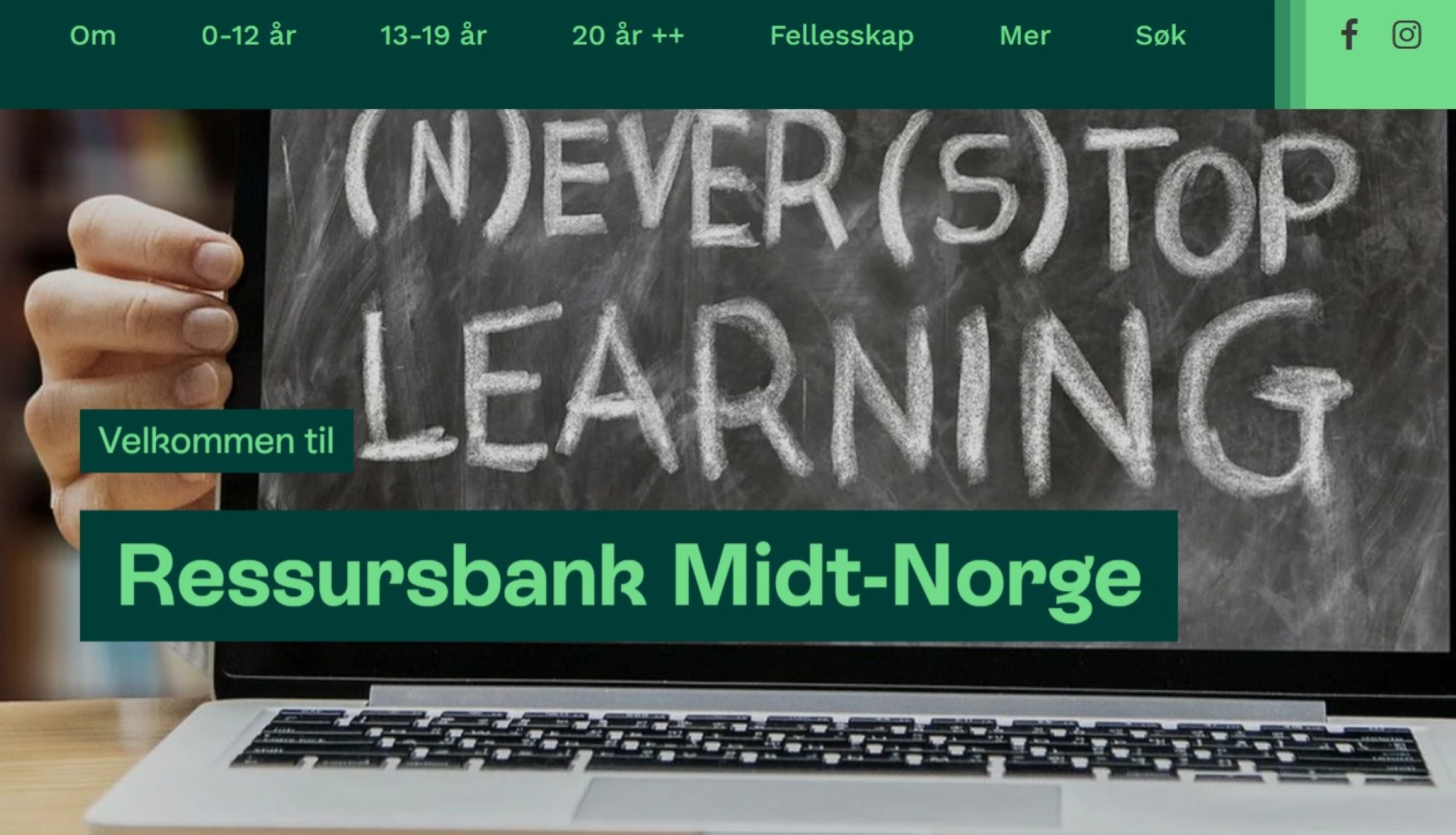 Bilde av pc-skjerm med påskriften Never stop learning