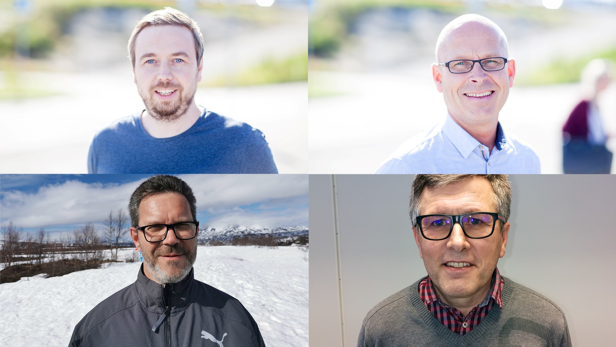 Håvard Måseide (øvre venstre), Knut Espeland (øvre høyre), Robert Mulelid (nedre venstre), Enok Thorsen (nedre høyre)