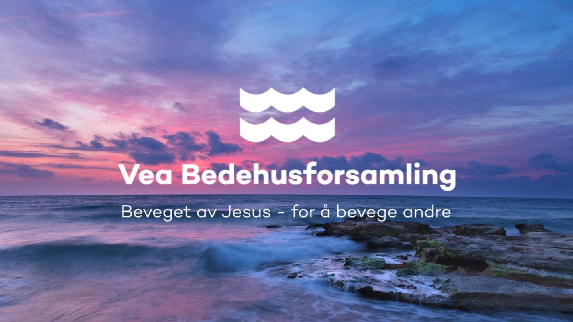 Logo Vea bedehusforsamling på lilla himmel.